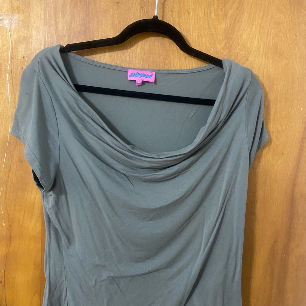 Edikted Olive Cowl Neck Short Sleeve Top